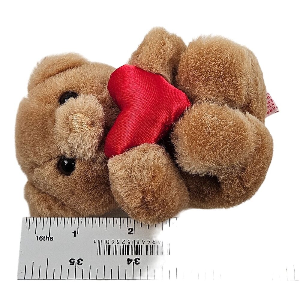 Russ Berrie Teddy Bear Plush Red SatinHeart 6 in Polyester Fiber Vintage - Picture 9 of 9